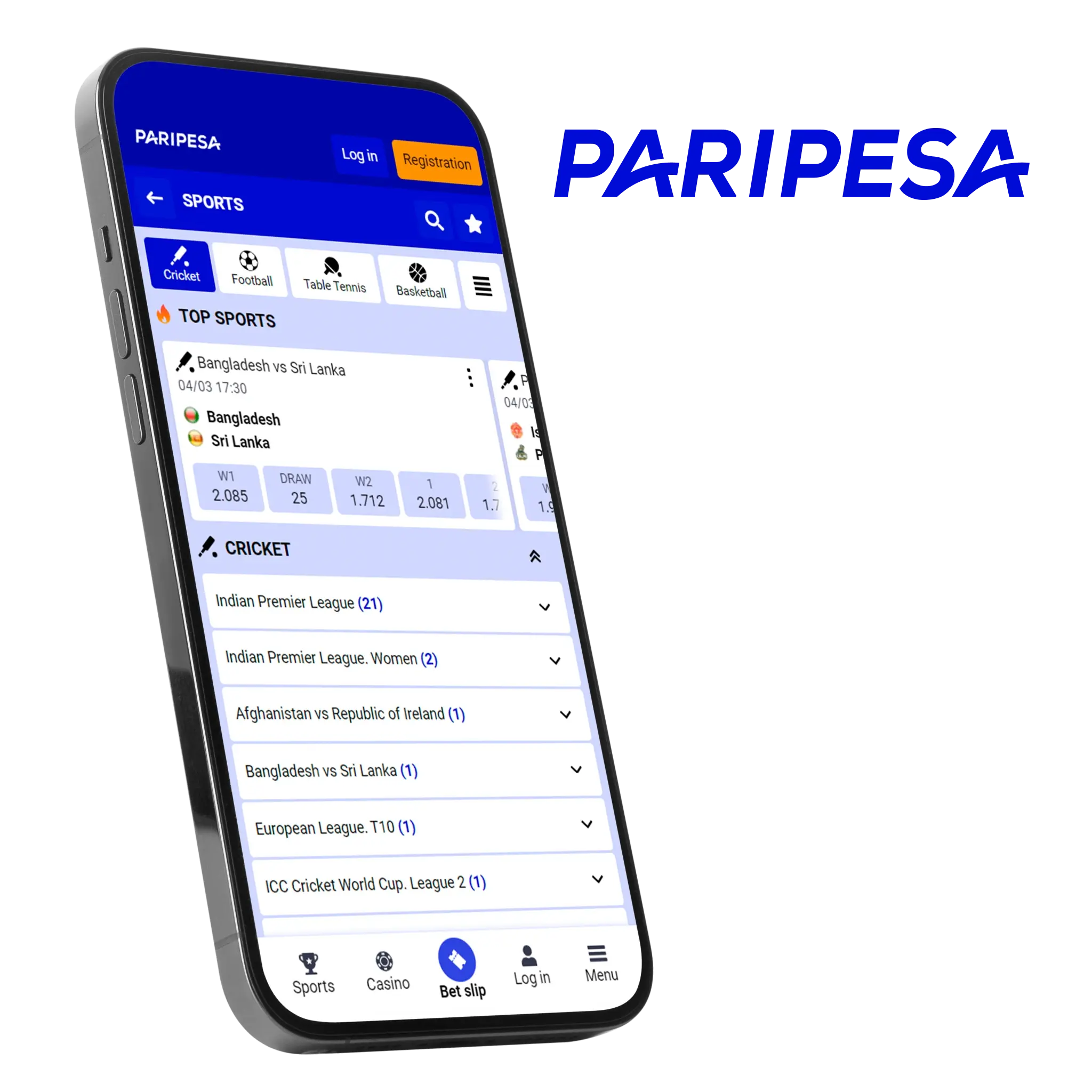 Paripesa app supports Android and iOS systems.